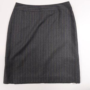 Petite Sophisticate Pinstripe 100% Wool Midi Skirt  Gray & Pink	Size	2